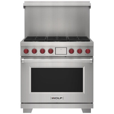 Wolf 36 in. x 20 in. Dual Fuel Range Riser With Shelf - Stainless Steel | 9016121