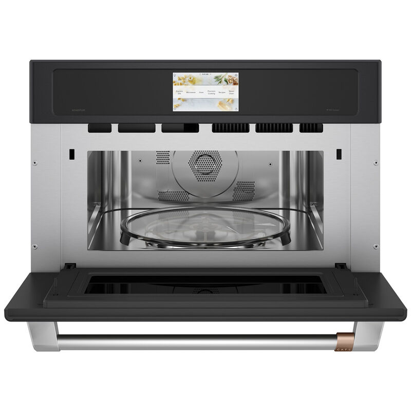 Cafe 30 in. 1.7 cu. ft. Smart Speed/ Steam Electric Single Wall Oven with True European Convection - Matte Black, Matte Black, hires