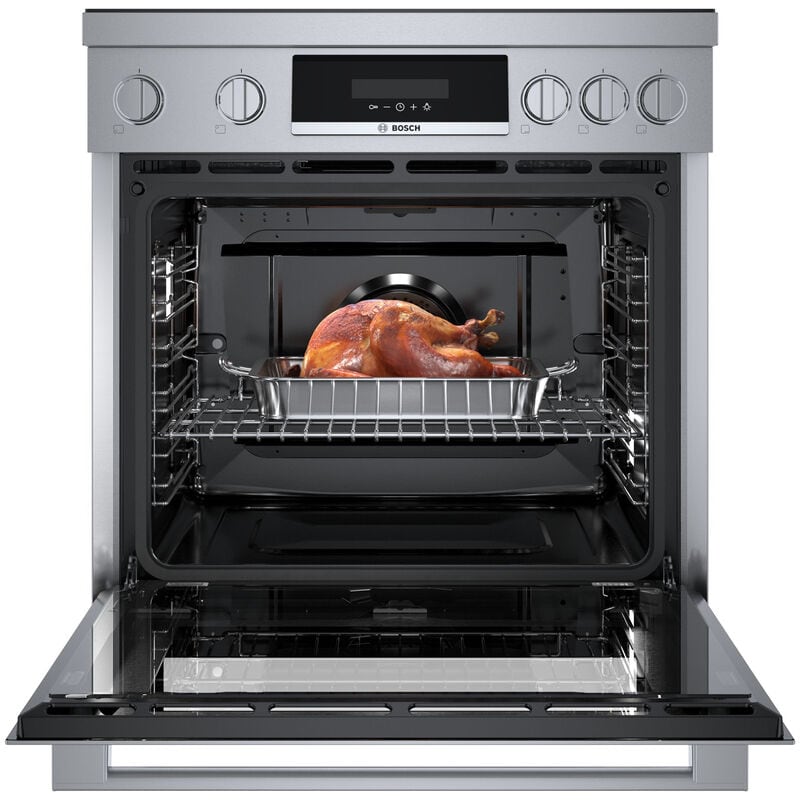 Bosch 800 Series 30 in. 3.9 cu. ft. True European Convection Electric Range with 4 Induction Burners - Stainless Steel, , hires