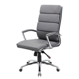 Boss Executive CaressoftPlus Chair With Metal Chrome Finish - Grey, , hires
