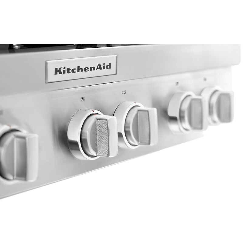KitchenAid 36 in. 6-Burner Natural Gas Rangetop with Simmer - Stainless Steel, , hires
