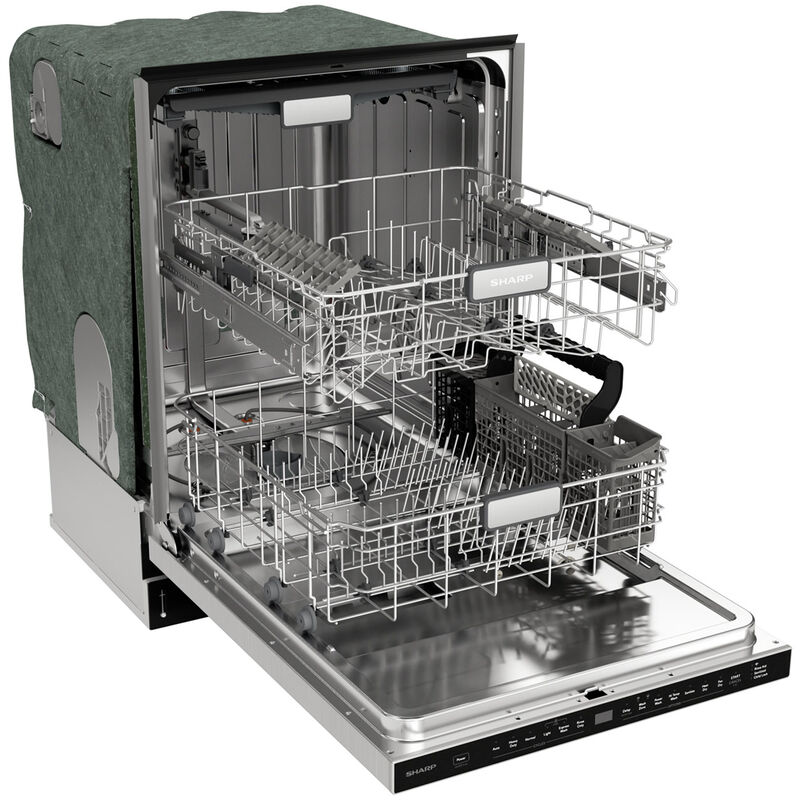 Sharp 24 in. Top Control Smart Dishwasher with 45 dBa Sound Level, 3rd-Rack & Pocket - Stainless Steel, , hires