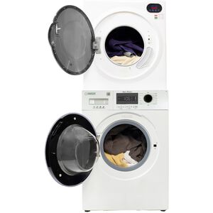 Equator Compact 24 in. 1.57 cu. ft. Electric Front Load Laundry Center with Sensor Dry, Pet & Sanitize Cycle - White, , hires