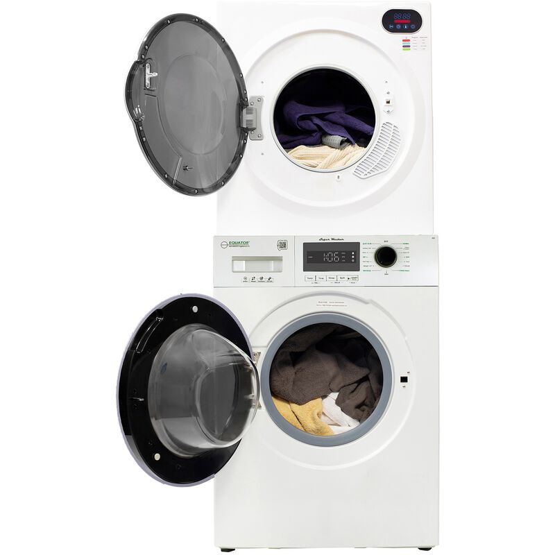 Equator Compact 24 in. 1.57 cu. ft. Electric Front Load Laundry Center with Sensor Dry, Pet & Sanitize Cycle - White, , hires