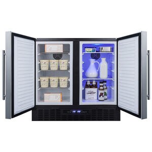 Summit 36 in. 5.8 cu. ft. Side by Side Undercounter Refrigerator - Stainless Steel with Black Cabinet, , hires