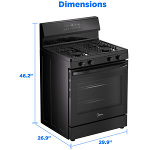 Midea 30 in. 6.1 cu. ft. Gas Range with 4 Sealed Burners - Black, Black, hires