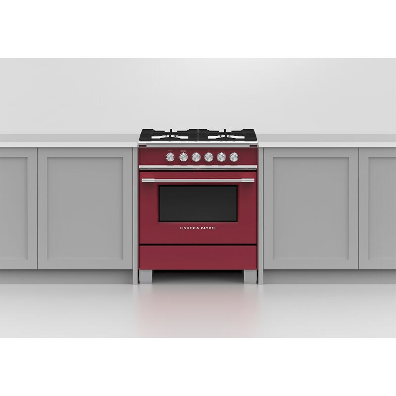 Fisher & Paykel Series 7 30 in. 3.5 cu. ft. Standard Convection Gas Range with 4 Sealed Burners - Red, , hires