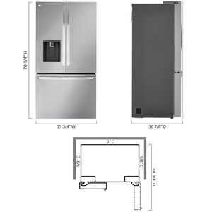 LG 36 in. 30.7 cu. ft. Smart French Door Refrigerator with Ice & Water Dispenser - PrintProof Stainless Steel, , hires