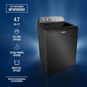 Maytag Pet Pro 27 in. 4.7 cu. ft. Top Load Washer with Agitator - Volcano Black, Volcano Black, hires