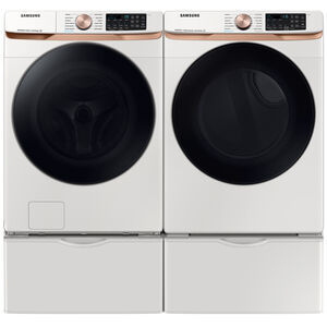 Samsung 27 in. 7.5 cu. ft. Smart Stackable Gas Dryer with Sanitize+, Steam Cycle & Sensor Dry - Ivory, Ivory, hires