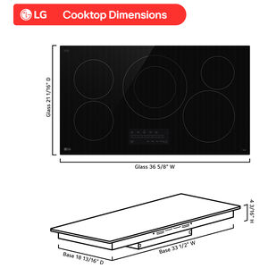 LG 36 in. 5-Burner Smart Electric Cooktop with Simmer Burner & Power Burner - Black, , hires