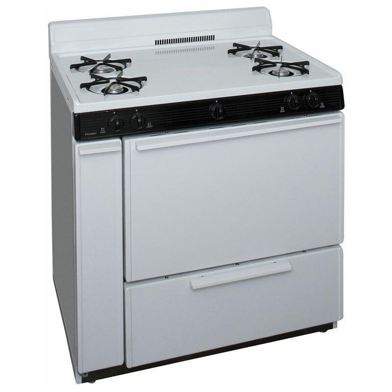 Premier 36 in. 2.9 cu. ft. Gas Range with Open Burners - White, , hires