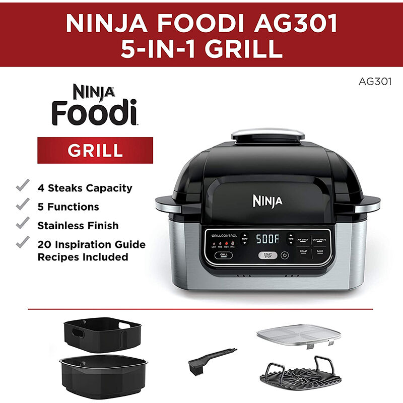 Ninja Foodi Smart 5-in-1 4 Quart Air Fryer Indoor Grill - Black