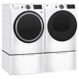 GE 28 in. 7.8 cu. ft. Smart Stackable Electric Dryer with Sanitize Cycle & Sensor Dry - White, White, hires