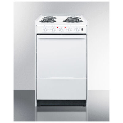 Summit 20 in. 2.5 cu. ft. Oven Slide-In Electric Range with 4 Coil Burners - White | WEM110R