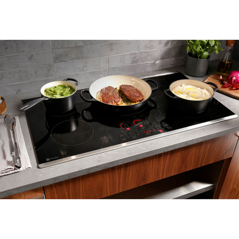 GE Profile 36 in. Induction Smart Cooktop with 5 Smoothtop Burners - Stainless Steel, , hires
