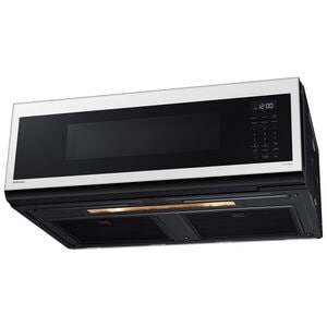Samsung Bespoke 30 in. 1.1 cu. ft. 1100W Low Profile Smart Over-the-Range Microwave with 400 CFM - White Glass, , hires