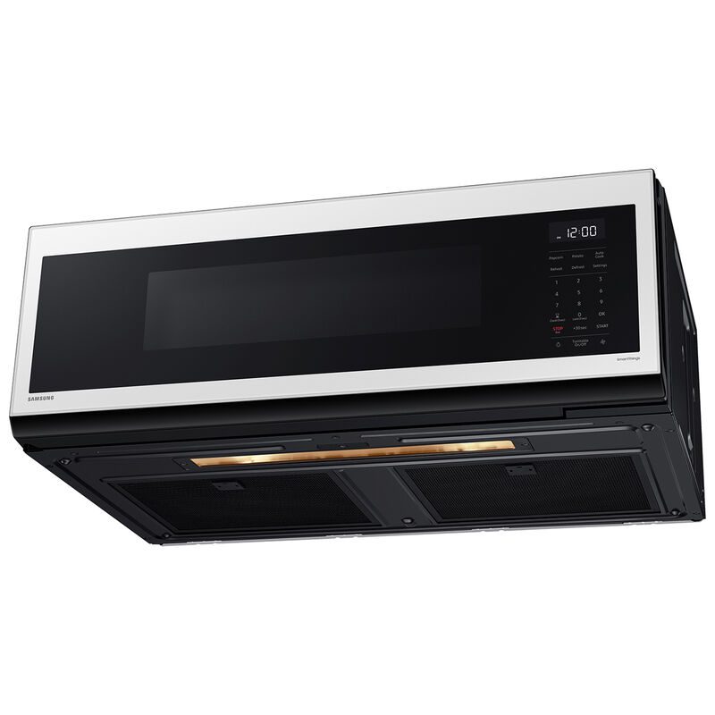 Samsung Bespoke 30 in. 1.1 cu. ft. 1100W Low Profile Smart Over-the-Range Microwave with 400 CFM - White Glass, , hires