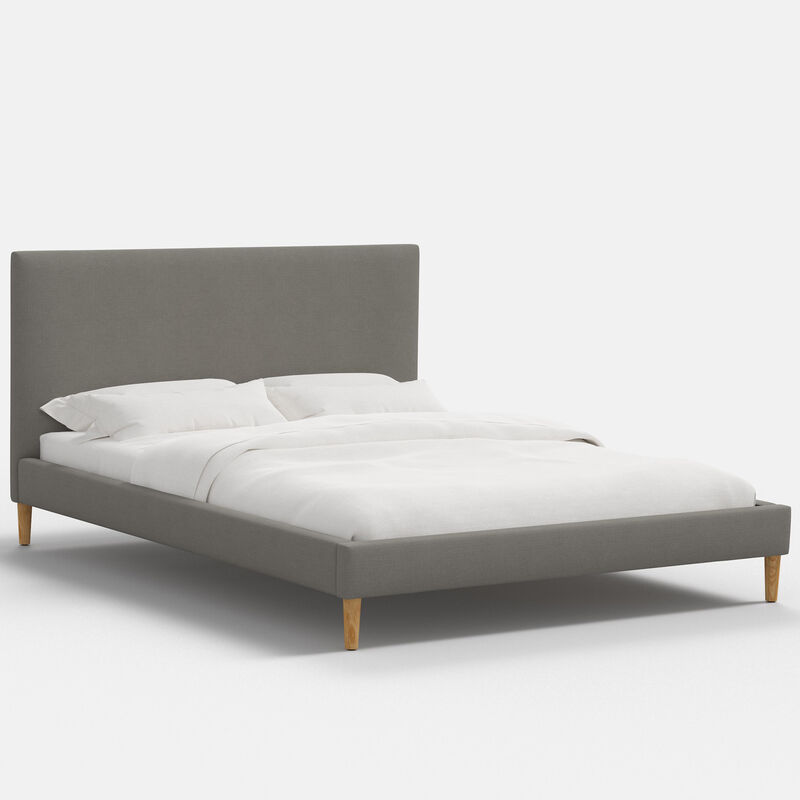 Skyline Furniture Linen Fabric Upholstered Full Size Platform Bed - Gray, , hires