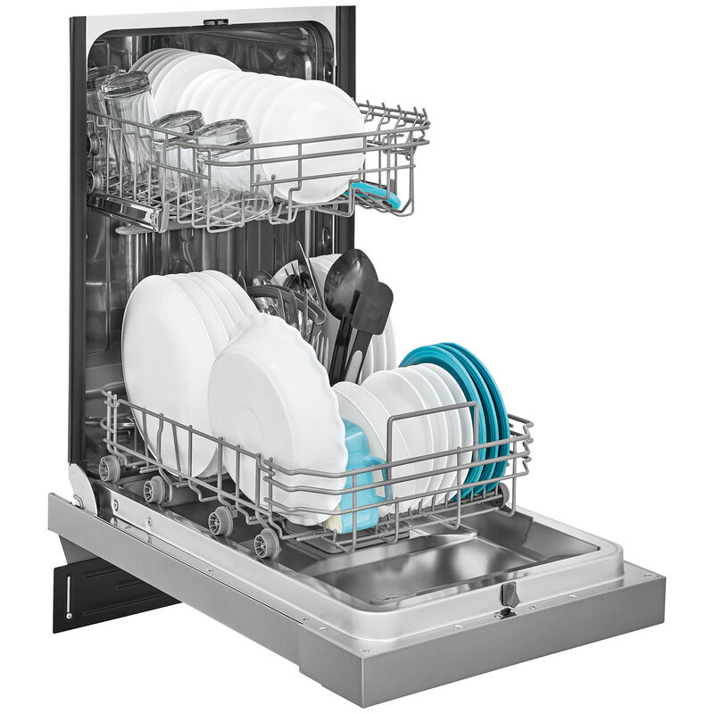 Frigidaire 18 in. Front Control Dishwasher with 52 dBa Sound Level & Pocket - Stainless Steel, Stainless Steel, hires
