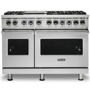 Viking 5 Series 48 in. 7.3 cu. ft. Convection Double Oven Freestanding LP Dual Fuel Range with 6 Sealed Burners & Griddle - Stainless Steel, , hires