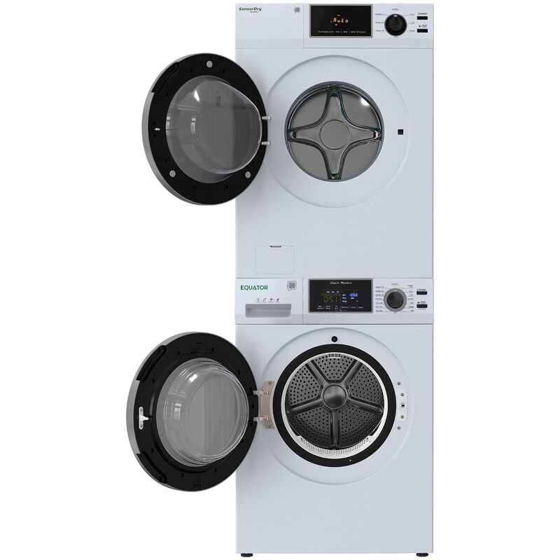 Equator Advanced 24 in. 2.47 cu. ft. Electric Front Load Laundry Center with Sensor Dry, Pet & Sanitize Cycle - White, , hires