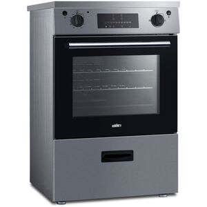 Summit 24 in. 2.6 cu. ft. Standard Convection Slide-In Electric Range with 4 Induction Burners - Stainless Steel, Stainless Steel, hires