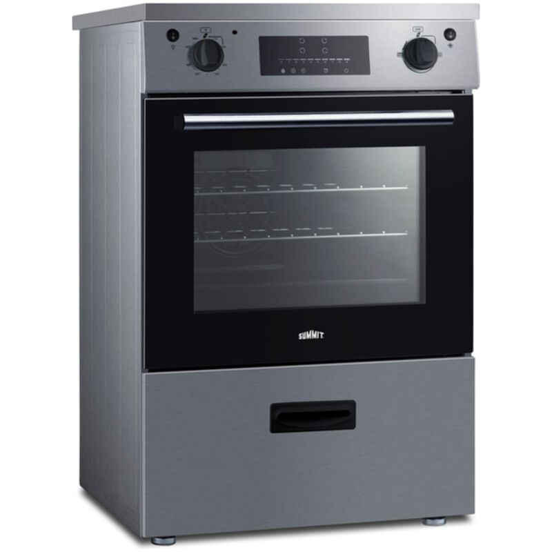 Summit 24 in. 2.6 cu. ft. Standard Convection Slide-In Electric Range with 4 Induction Burners - Stainless Steel, Stainless Steel, hires