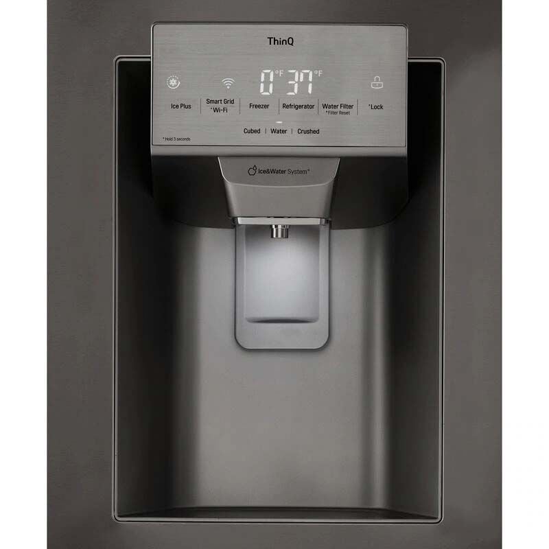 LG 36 in. 27.7 cu. ft. Smart French Door Refrigerator with Ice & Water Dispenser - PrintProof Black Stainless Steel, PrintProof Black Stainless Steel, hires