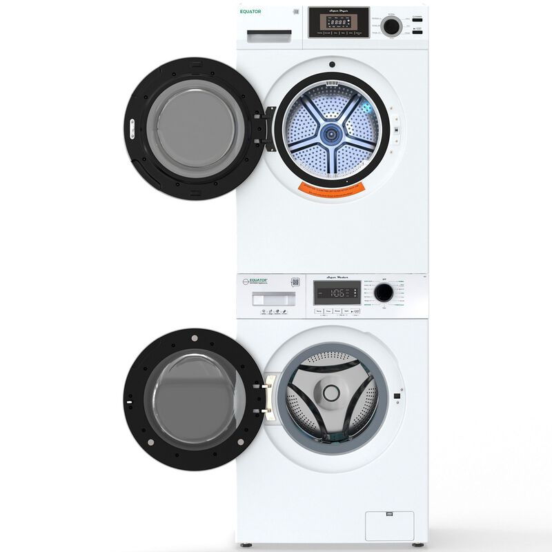 Equator Compact 24 in. 1.57 cu. ft. Electric Front Load Laundry Center with Sensor Dry, Pet & Sanitize Cycle - White, , hires