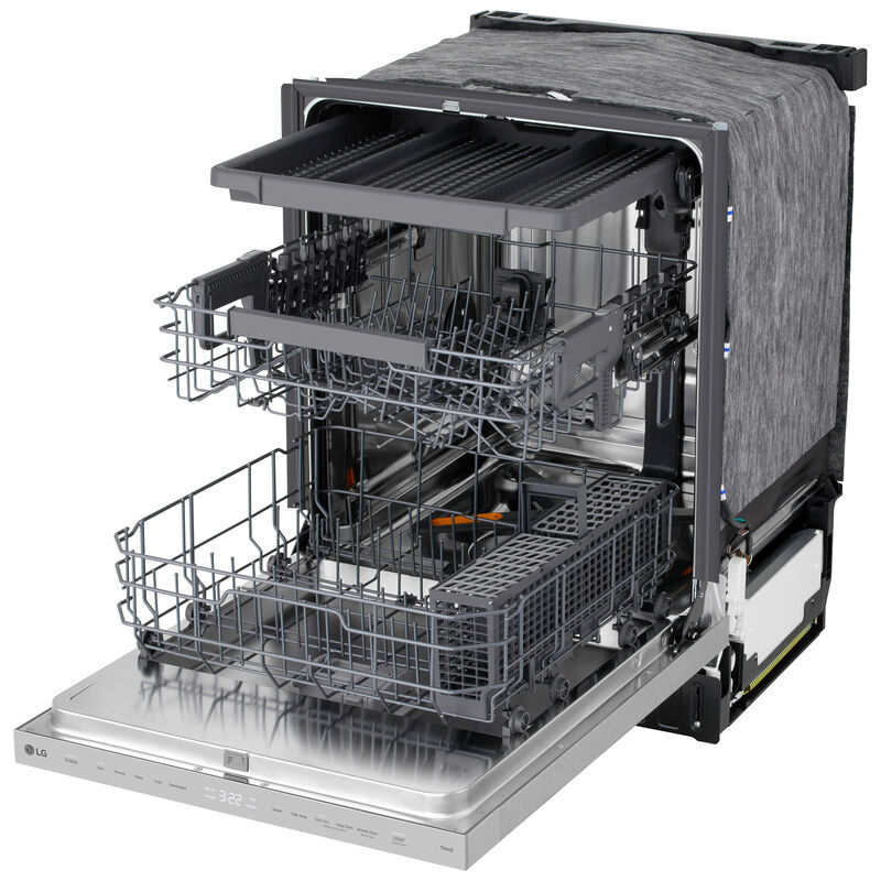 LG 24 in. Top Control Flush-Mount Smart Dishwasher with 46 dBA Sound Level, 3rd-Rack, AutoVent Dry & Pocket Handle - PrintProof Stainless Steel, , hires