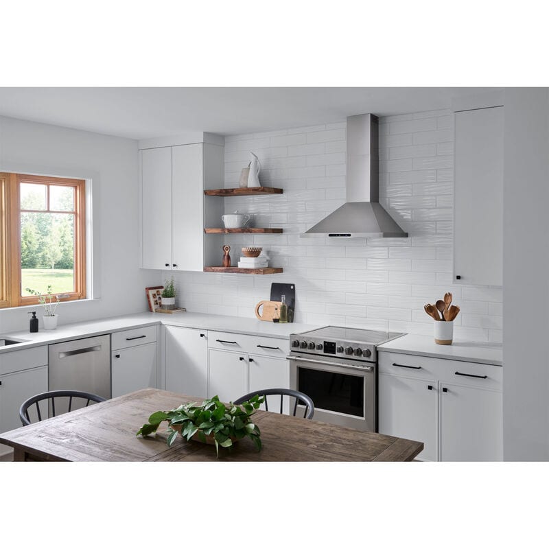 Broan Elite EWP1 Series 30 in. Convertible Chimney Style Range Hood with 640 CFM, 4 Fan Speeds & 2 LED Lights - Stainless Steel, , hires