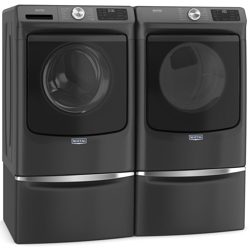 Maytag 27 in. 7.3 cu. ft. Stackable Electric Dryer with Extra Power, Sanitize, Steam & Quick Dry Cycle - Volcano Black, , hires