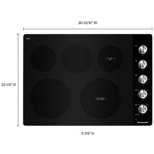 KitchenAid 30 in. 5-Burner Electric Cooktop with Simmer Burner & Power Burner - Stainless Steel, , hires