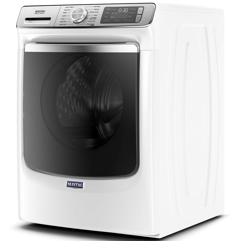 Maytag 27 in. 5.0 cu. ft. Smart Stackable Front Load Washer with Extra Power, 24-Hr Fresh Hold Option, Sanitize & Steam Wash Cycle - White, White, hires
