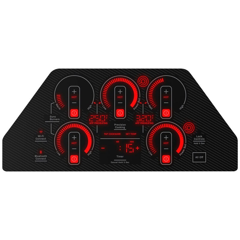 GE Profile 36 in. 5-Burner Smart Electric Cooktop with Simmer Burner & Power Burner - Black, , hires