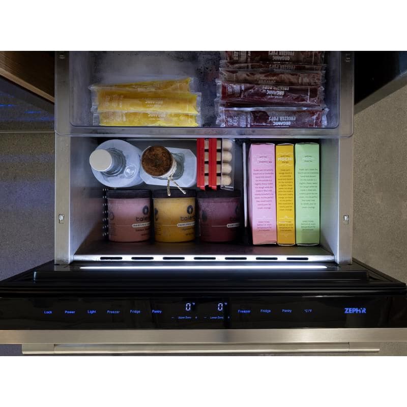 Zephyr Presrv Series 24 in. 3.9 cu. ft. Double Refrigerator & Freezer Drawers - Stainless Steel, , hires