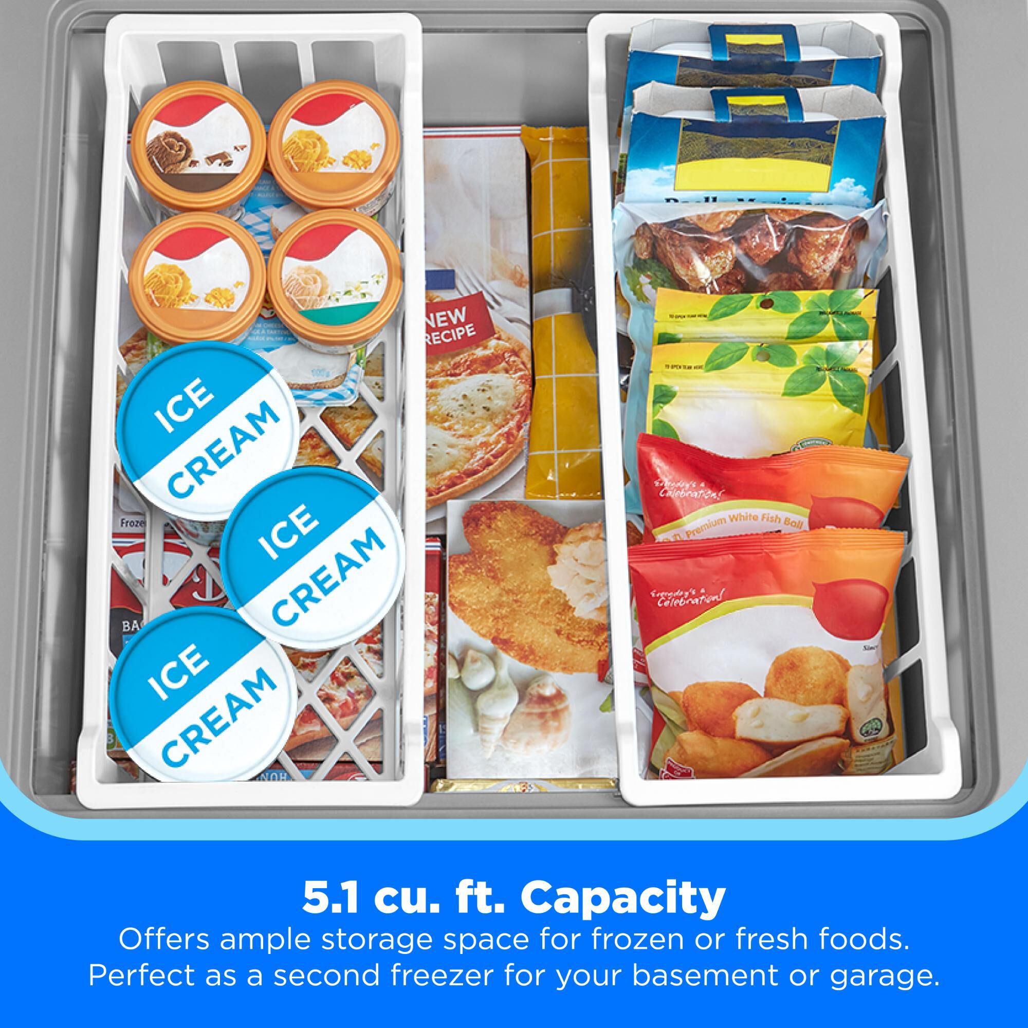 Midea 24 in. 5.1 cu. ft. Garage-Ready Compact Chest Freezer