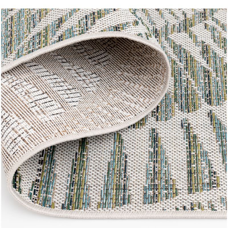 Natco Colourscape Collection Outdoor Area Rug Amiri 5'3"x7'3" - Green/Ecru, , hires