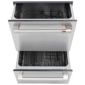 Cafe 24 in. Double Drawer with Top Control & 49 dBa Sound Level - Stainless Steel, Stainless Steel, hires
