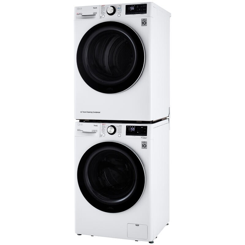 LG 24 in. 4.2 cu. ft. Smart Stackable Ventless Electric Dryer with Heat Pump, Sensor Dry & Sanitize Cycle - White, White, hires