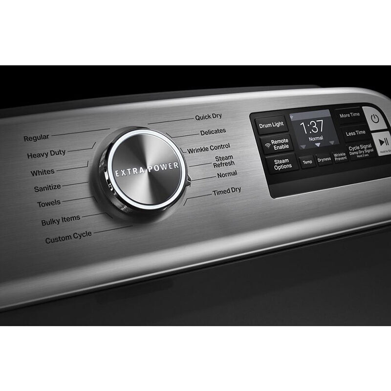 Maytag 27 in. 7.4 cu. ft. Smart Gas Dryer with Extra Power Button, Sensor Dry, Sanitize & Steam Cycle - Metallic Slate, Metallic Slate, hires