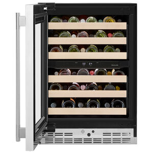 KitchenAid 24 in. Undercounter Left Hinged Wine Cooler with Wood Racks, Dual Temperature Zone(s) & 46-Bottle Capacity - Stainless Steel with Printshield Finish, , hires