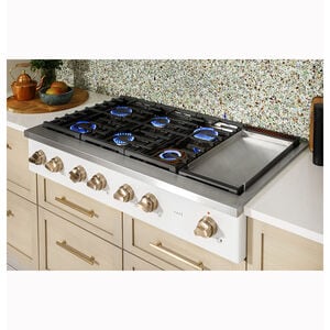 Cafe 48 in. 6-Burner Natural Gas Rangetop with Griddle, Simmer Burner & Power Burner - Matte Black, Matte Black, hires