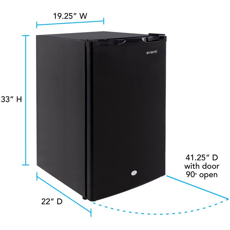Avanti 20 in. 4.4 cu. ft. Mini Fridge - Black, Black, hires