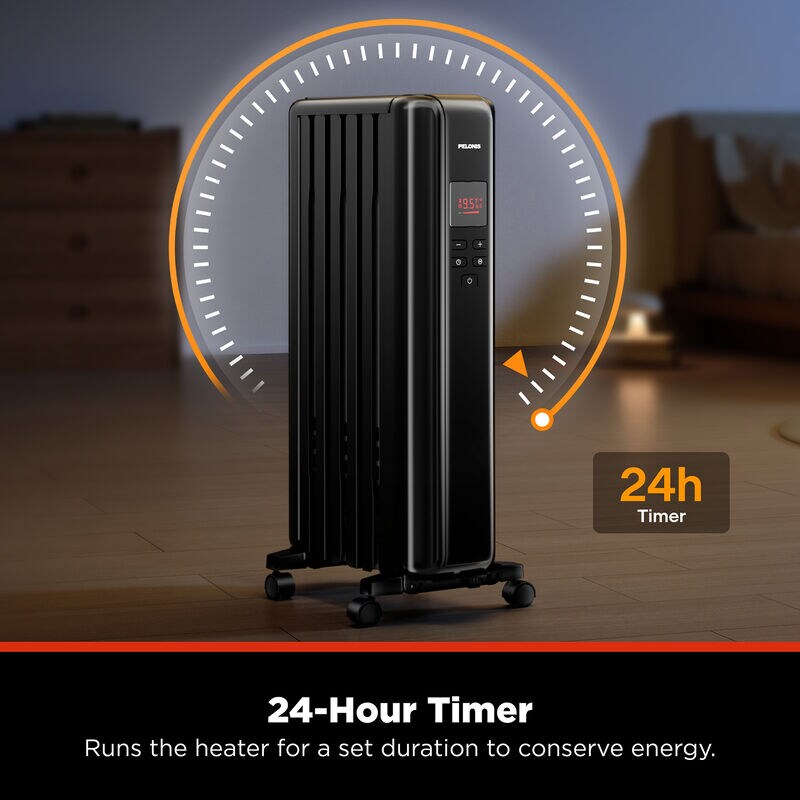 Pelonis 1500W Radiator Space Heater with 3 Heat Settings & Overheat Safety Shut-Off - Black, , hires