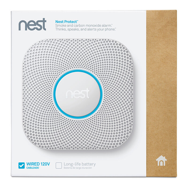Google Nest Protect Wired Smoke and Carbon Monoxide Detector - White, , hires