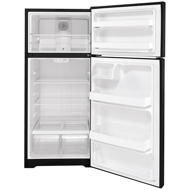 GE 28 in. 16.6 cu. ft. Top Freezer Refrigerator - Black, Black, hires