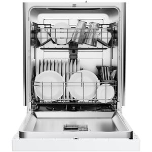 Midea 24 in. Front Control Flush-Mount Dishwasher with 52 dBA Sound level, Auto Open Door & Pocket Handle - White, , hires