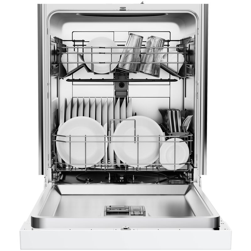 Midea 24 in. Front Control Flush-Mount Dishwasher with 52 dBA Sound level, Auto Open Door & Pocket Handle - White, , hires